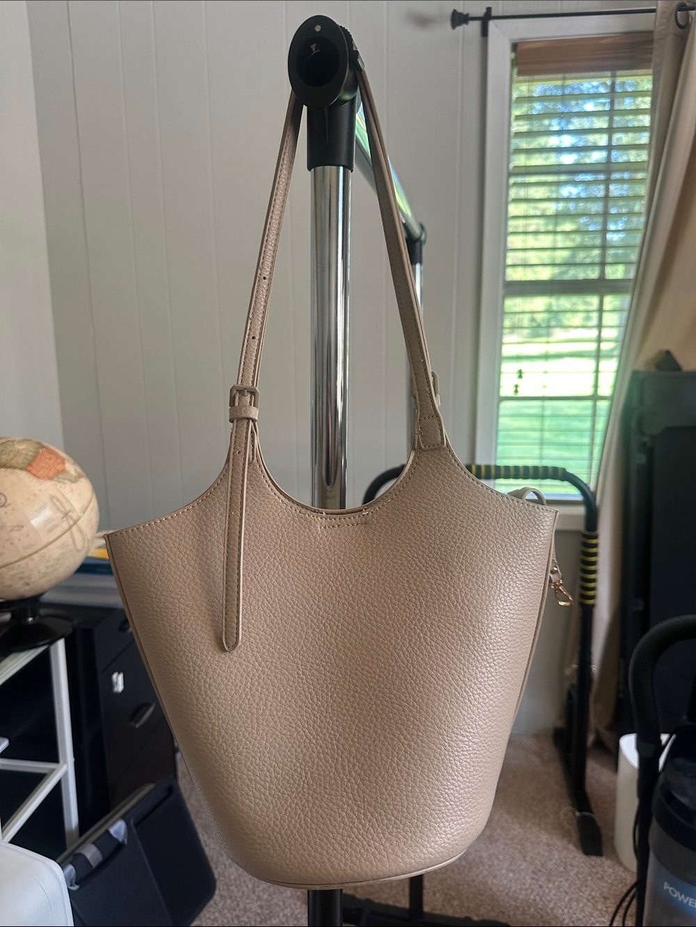 Classic Pebbled Leather Tote Bag in Taupe